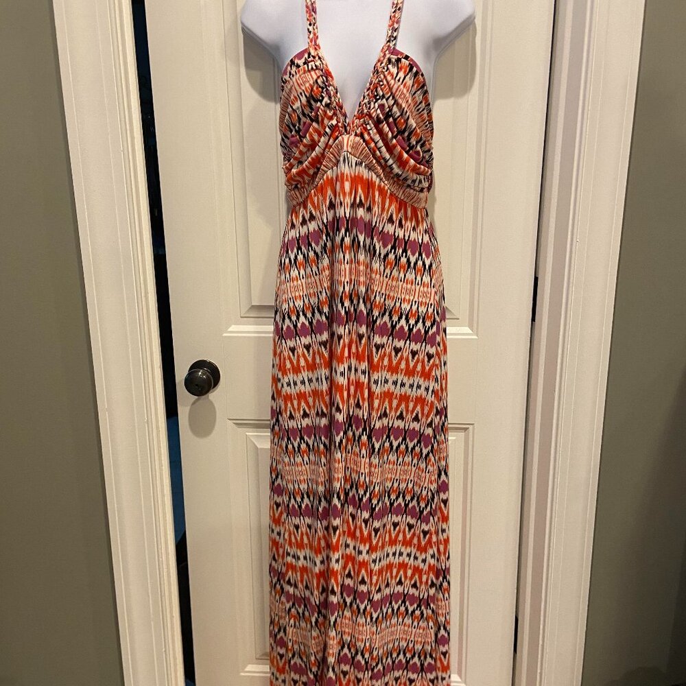 Boston Proper Multi-Color Braided Retro Print Maxi Dress- M